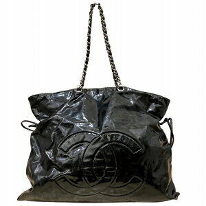 Chanel Bonbon Black Patent Vernis Leather Chain Shoulder Bag Tote